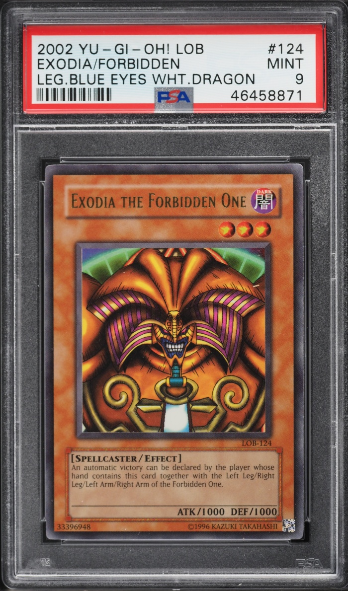 2002 Yu-Gi-Oh! Legend Of Blue Eyes Exodia The Forbidden One #LOB-124 PSA 9 MINT