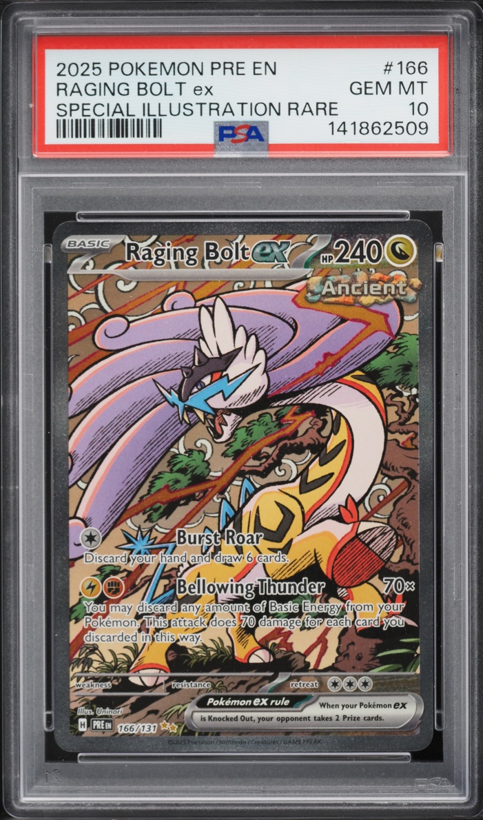 2025 Pokemon Scarlet & Violet Prismatic Evolutions SIR Raging Bolt Ex #166 PSA 10 GEM MINT