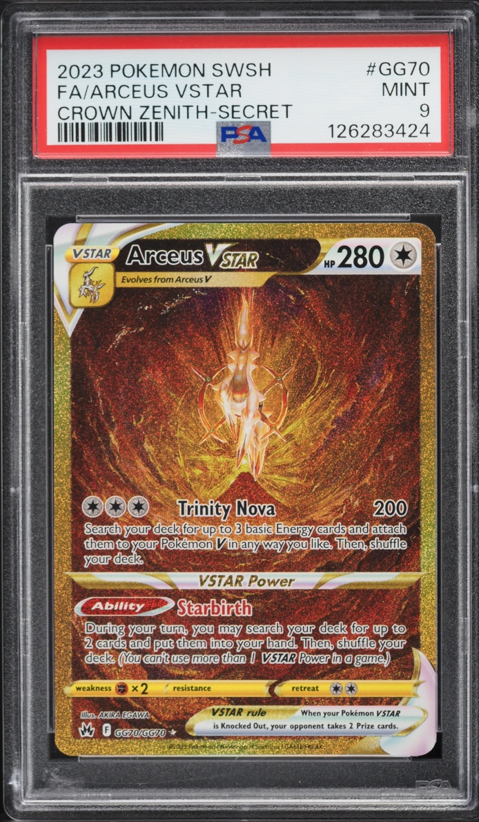 2023 Pokemon Sword & Shield Crown Zenith Gold Rare Arceus VSTAR #GG70 PSA 9 MINT