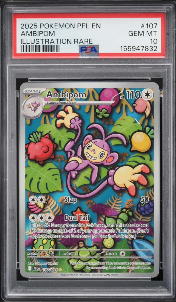 2025 Pokemon Mega Evolution Phantasmal Flames IR Ambipom #107 PSA 10 GEM MINT