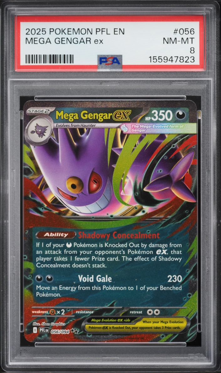 2025 Pokemon Mega Evolution Phantasmal Flames Holo Mega Gengar EX #56 PSA 8 NM-MT