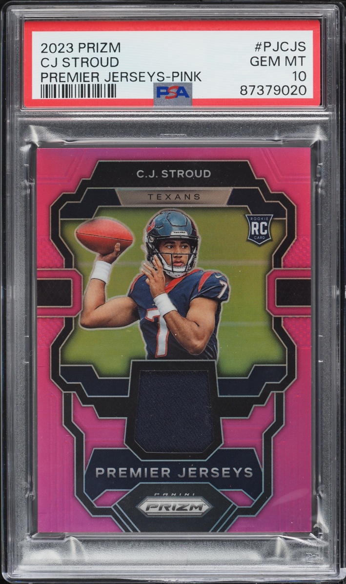 2023 Panini Prizm Premier Jerseys Pink C.J. Stroud ROOKIE PATCH #PJ-CJS PSA 10 GEM MINT