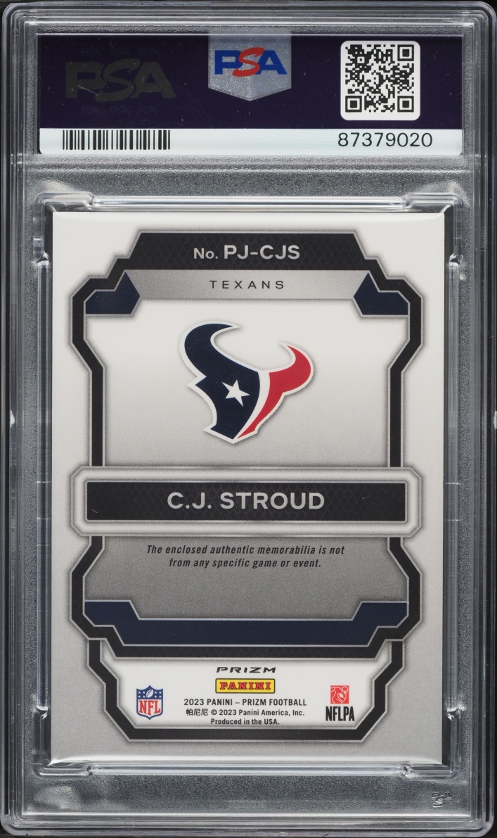 2023 Panini Prizm Premier Jerseys Pink C.J. Stroud ROOKIE PATCH #PJ-CJS PSA 10 GEM MINT
