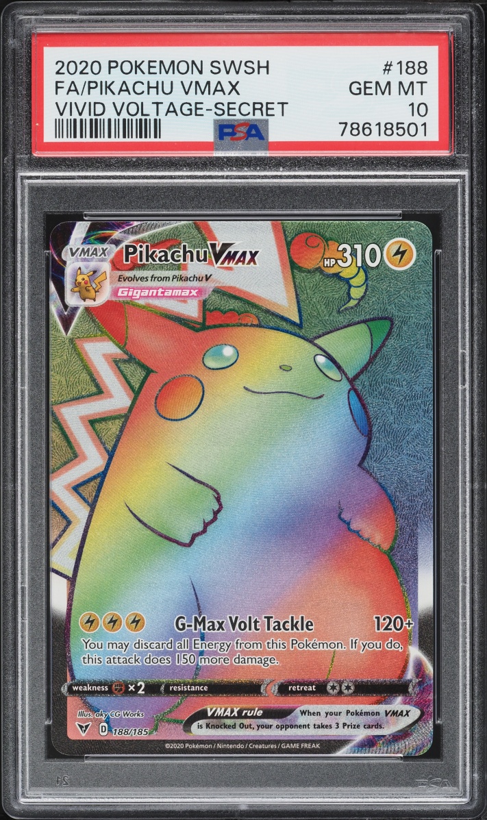 2020 Pokemon Sword & Shield Vivid Voltage Rainbow Rare Pikachu VMAX #188 PSA 10 GEM MINT
