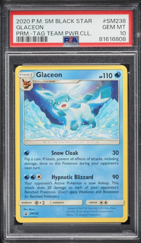 2020 Pokemon Sun & Moon Black Star Promo Glaceon #SM238 PSA 10 GEM MINT