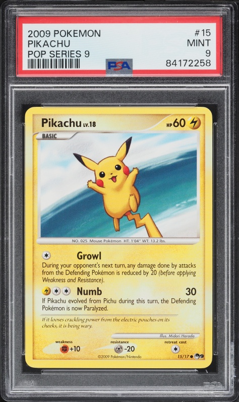 2009 Pokemon POP Series 9 Pikachu #15 PSA 9 MINT