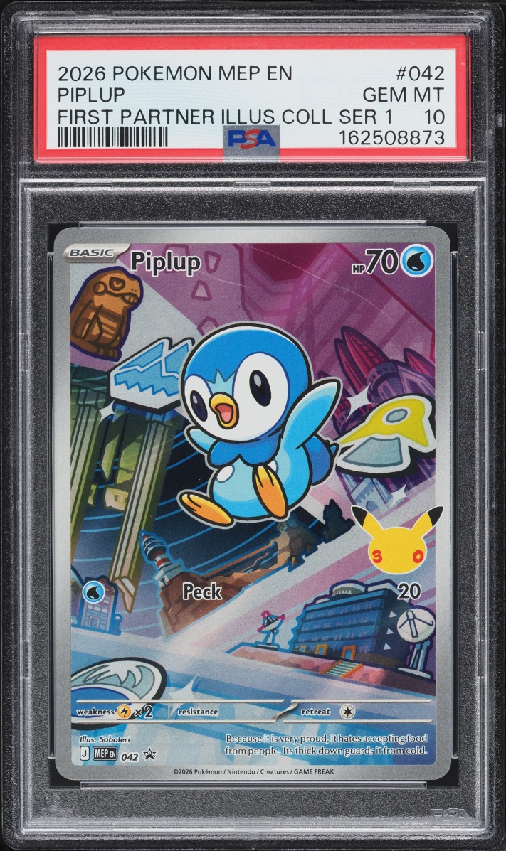 2026 Pokemon Mega Evolution Promo First Partner Illustration S1 Full Art Piplup #42 PSA 10 GEM