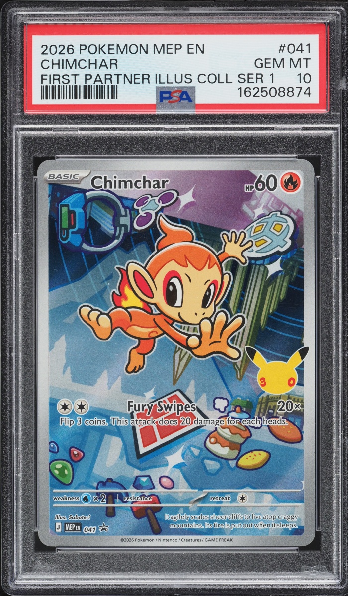 2026 Pokemon Mega Evolution Promo First Partner Illustration S1 Full Art Chimchar #41 PSA 10