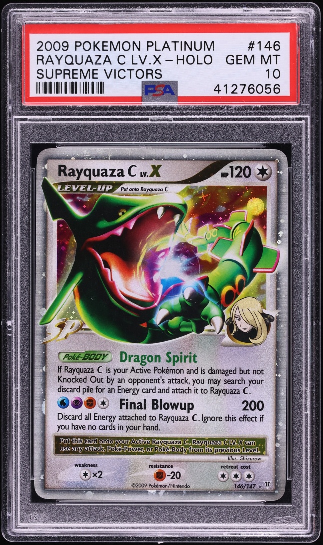 2009 Pokemon Platinum Supreme Victors Holo Rayquaza C LV.X #146 PSA 10 GEM MINT