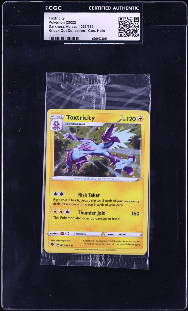 2022 Pokemon SWSH Darkness Ablaze Knock Out Collection Cosmos Holo Toxtricity #63 CGC AUTH