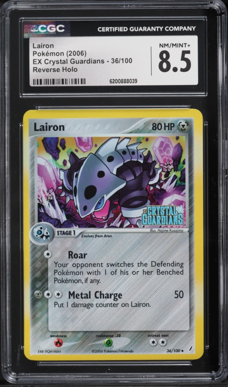 2006 Pokemon EX Crystal Guardians Reverse Holo Lairon #36 CGC 8.5 NM-MT+