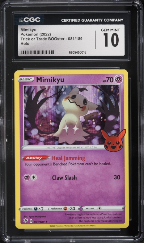2022 Pokemon Sword & Shield Darkness Ablaze Trick Or Trade BOOster Holo Mimikyu #81 CGC 10 GEM