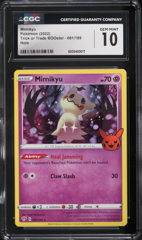2022 Pokemon Sword & Shield Darkness Ablaze Trick Or Trade BOOster Holo Mimikyu #81 CGC 10 GEM