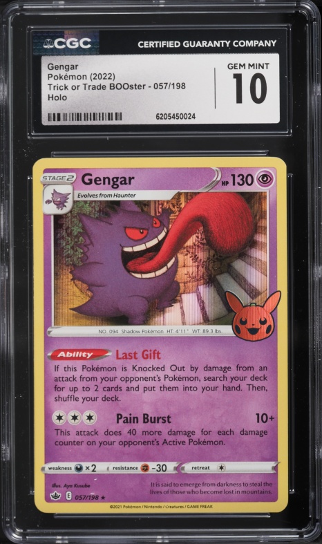 2022 Pokemon Sword & Shield Trick Or Trade BOOster Holo Gengar #57 CGC 10 GEM MINT