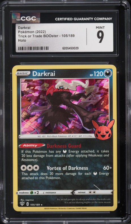 2022 Pokemon Sword & Shield Trick Or Trade BOOster Holo Darkrai #105 CGC 9 MINT