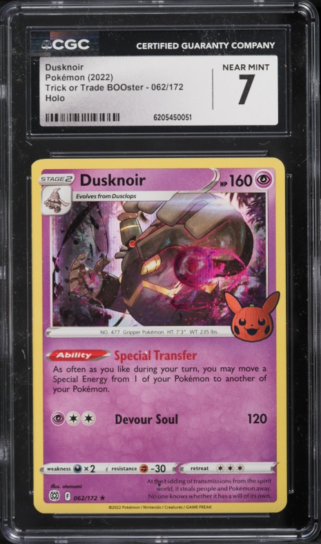 2022 Pokemon Sword & Shield Trick Or Trade BOOster Holo Dusknoir #62 CGC 7 NRMT