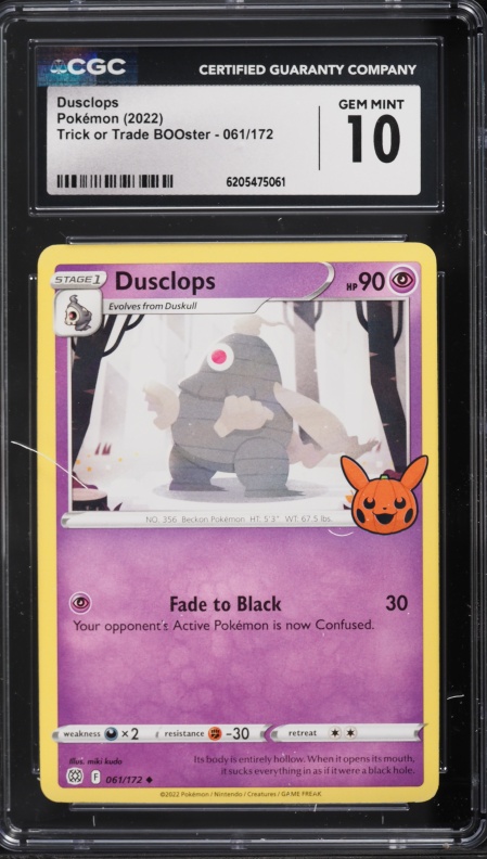 2022 Pokemon Sword & Shield Trick Or Trade BOOster Dusclops #61 CGC 10 GEM MINT
