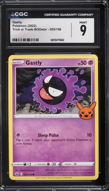 2022 Pokemon Sword & Shield Trick Or Trade BOOster Gastly #55 CGC 9 MINT