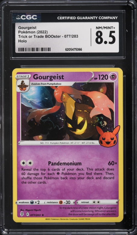 2022 Pokemon Scarlet & Violet Trick Or Trade BOOster Holo Gourgeist #77 CGC 8.5 NM-MT+