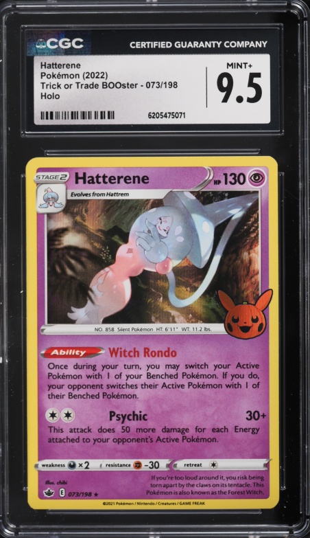 2022 Pokemon Trick Or Trade BOOster Holo Hatterene #73 CGC 9.5 MINT+