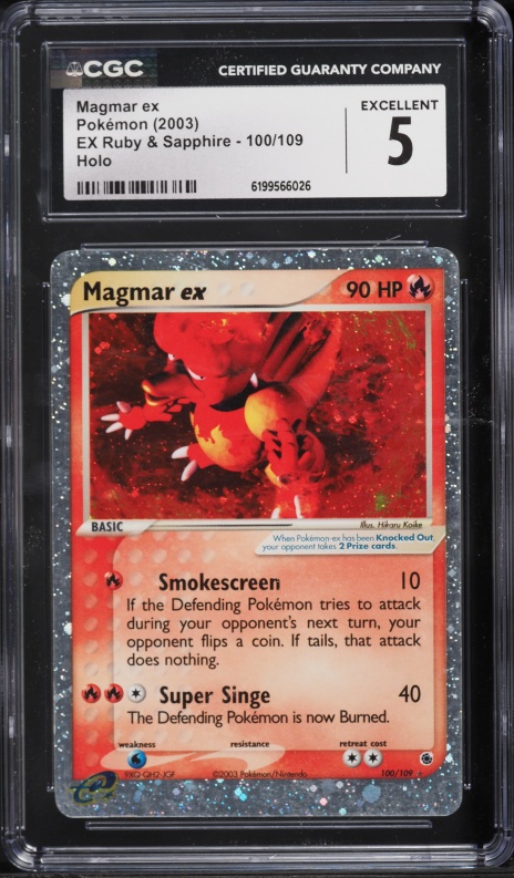 2003 Pokemon EX Ruby & Sapphire Holo Magmar EX #100 CGC 5 EX