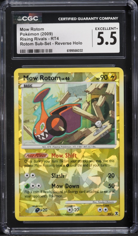2009 Pokemon Platinum Rising Rivals Sub-Set Reverse Holo Mow Rotom #RT4 CGC 5.5 EX+