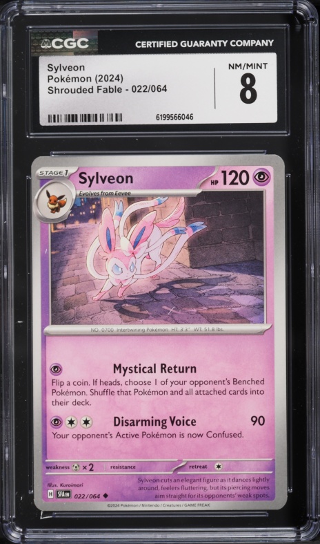2024 Pokemon Scarlet & Violet Shrouded Fable Sylveon #22 CGC 8 NM-MT