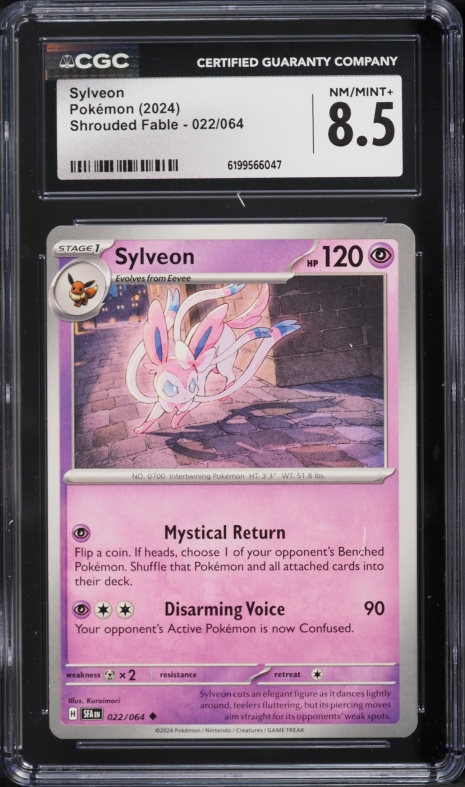 2024 Pokemon Scarlet & Violet Shrouded Fable Sylveon #22 CGC 8.5 NM-MT+