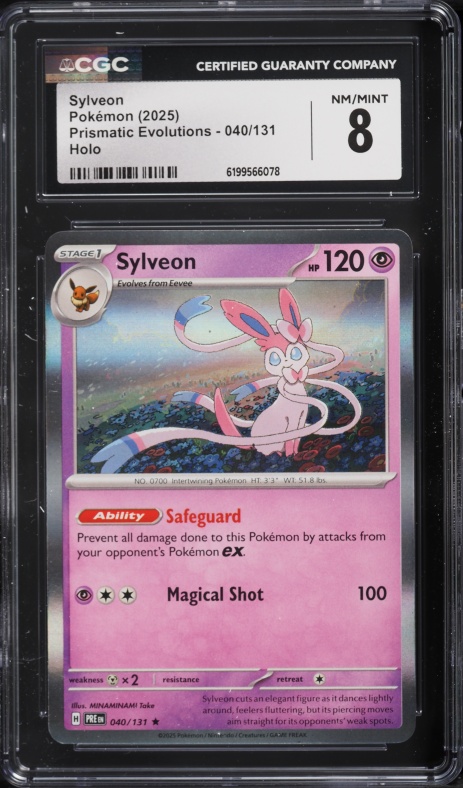 2025 Pokemon Scarlet & Violet Prismatic Evolutions Holo Sylveon #40 CGC 8 NM-MT