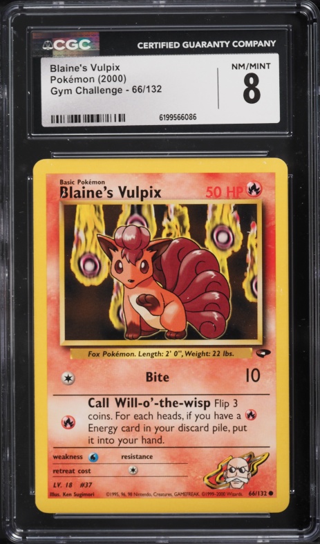 2000 Pokemon Gym Challenge Blaine's Vulpix #66 CGC 8 NM-MT