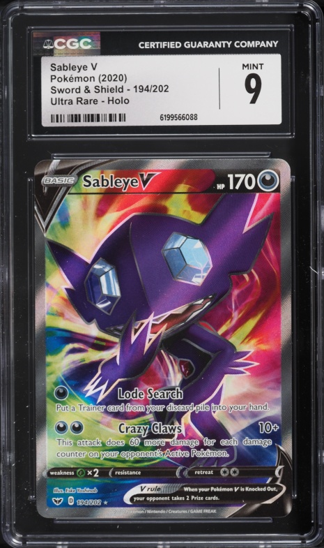 2020 Pokemon Sword & Shield Full Art Sableye V #194 CGC 9 MINT