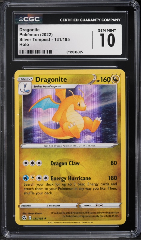 2022 Pokemon Sword & Shield Silver Tempest Holo Dragonite #131 CGC 10 GEM MINT