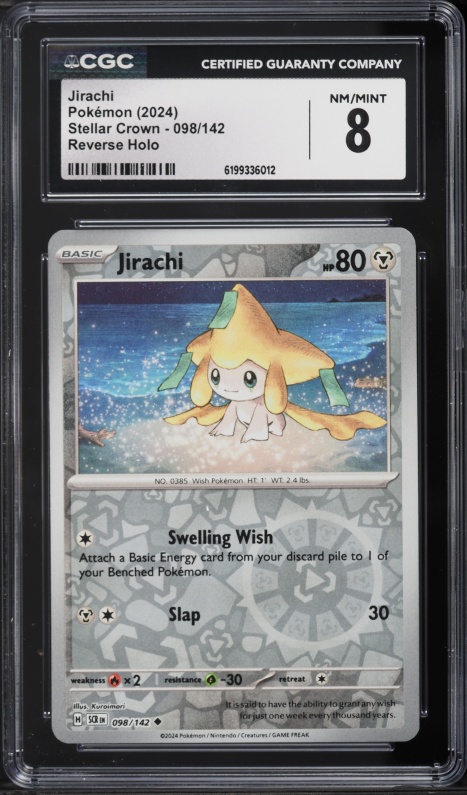 2024 Pokemon SV Stellar Crown Reverse Holo Jirachi #98 CGC 8 NM-MT