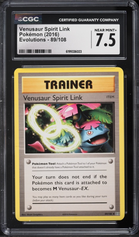 2016 Pokemon XY Evolutions Venusaur Spirit Link #89 CGC 7.5 NRMT+