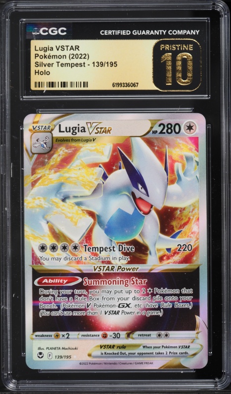 2022 Pokemon Sword & Shield Silver Tempest Holo Lugia Vstar #139 CGC 10 PRISTINE