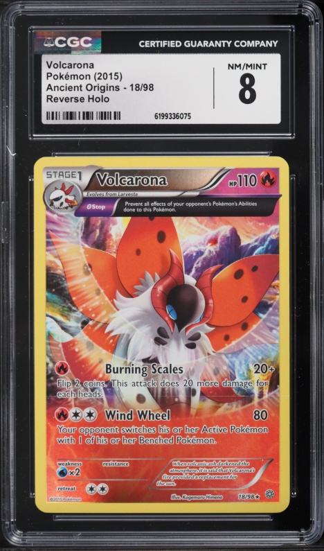 2015 Pokemon XY Ancient Origins Reverse Holo Volcarona #18 CGC 8 NM-MT
