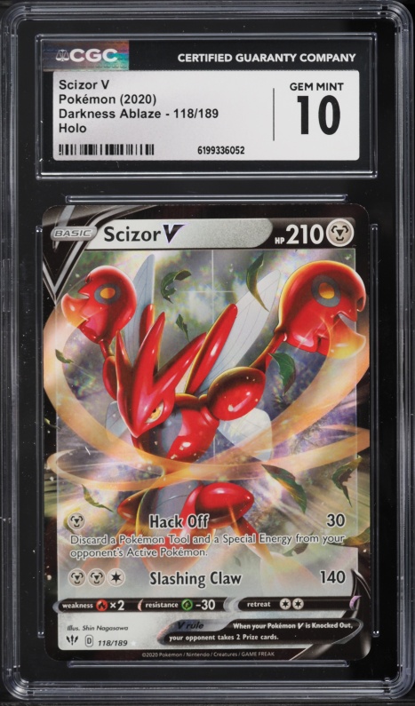 2020 Pokemon Sword & Shield Darkness Ablaze Holo Scizor V #118 CGC 10 GEM MINT