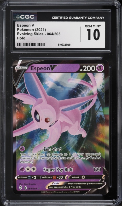 2021 Pokemon Sword & Shield Evolving Skies Holo Espeon V #64 CGC 10 GEM MINT