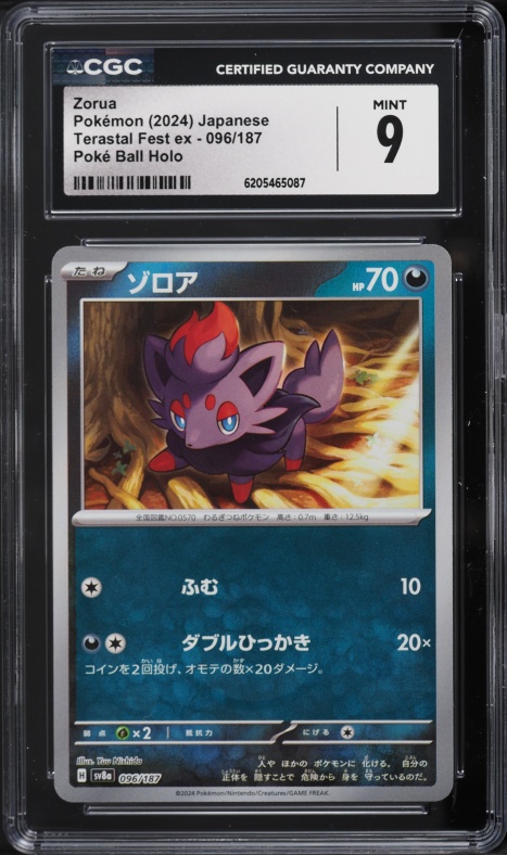 2024 Pokemon Japanese SV Terastal Fest Ex Poke Ball Holo Zorua #96 CGC 9 MINT
