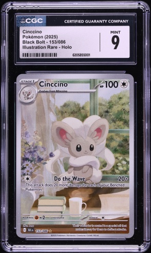 2025 Pokemon Scarlet & Violet Black Bolt IR Cinccino #153 CGC 9 MINT