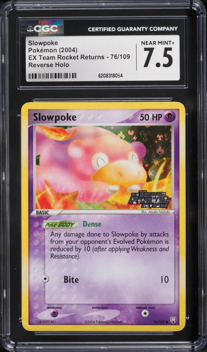 2004 Pokemon EX Team Rocket Returns Reverse Holo Slowpoke #76 CGC 7.5 NRMT+