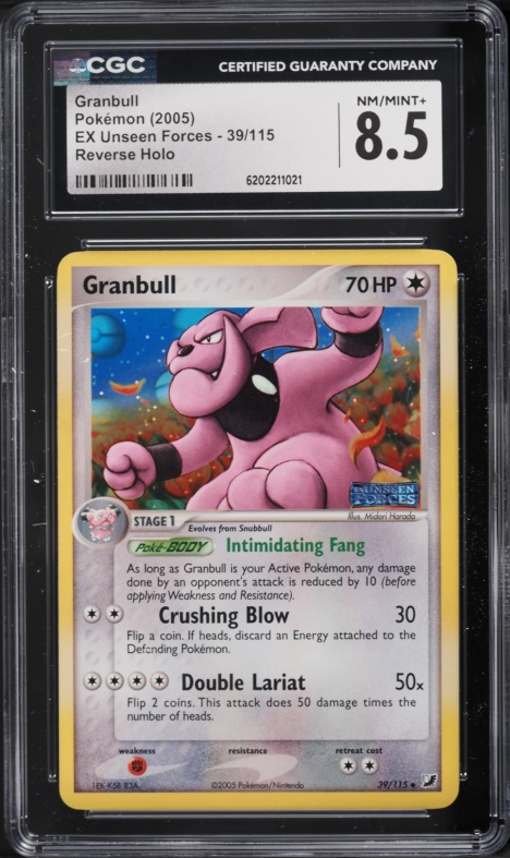 2005 Pokemon EX Unseen Forces Reverse Holo Granbull #39 CGC 8.5 NM-MT+