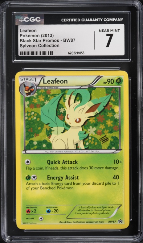 2013 Pokemon Black & White Promo Sylveon Collection Holo Leafeon #BW87 CGC 7 NRMT