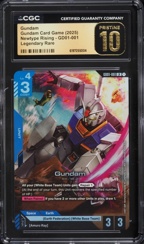 2025 Gundam Card Game Newtype Rising LR Gundam #GD01-001 CGC 10