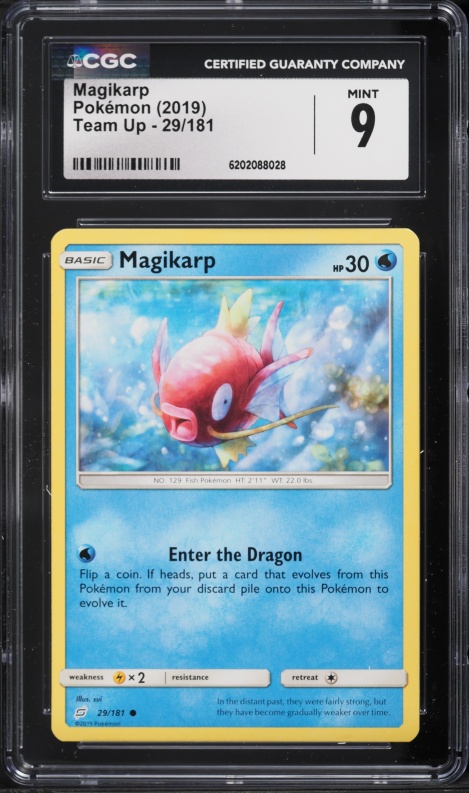 2019 Pokemon Sun & Moon Team Up Square Cut Error Magikarp #29 CGC 9 MINT