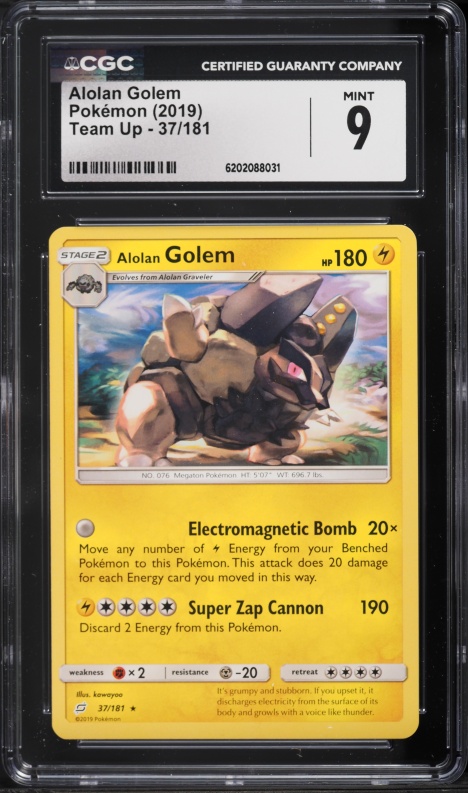 2019 Pokemon Team Up Alolan Golem #37 CGC 9 MINT