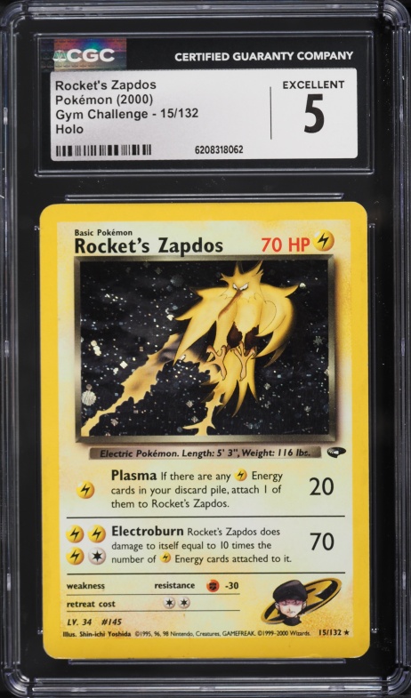 2000 Pokemon Gym Challenge Holo Rocket's Zapdos #15 CGC 5 EX