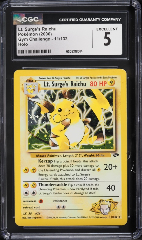 2001 Pokemon Japanese VS 1st Edition Lt. Surge's Raichu #53 PSA 10