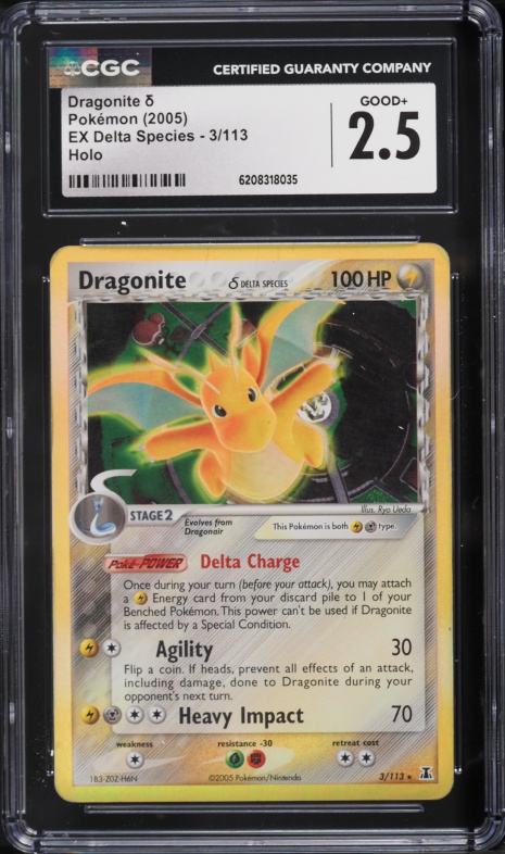 2005 Pokemon EX Delta Species Holo Dragonite #3 CGC 2.5 GD+