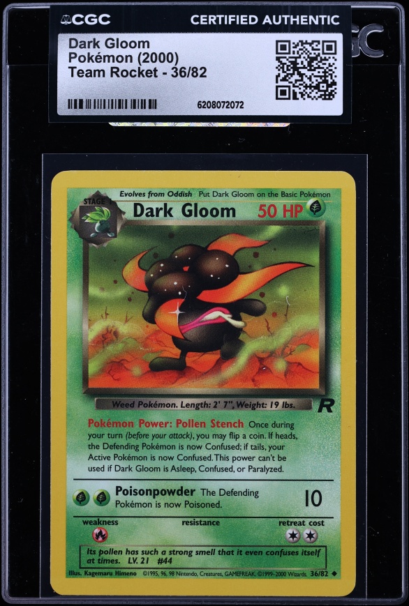 2000 Pokemon Team Rocket Dark Gloom #36 CGC AUTH